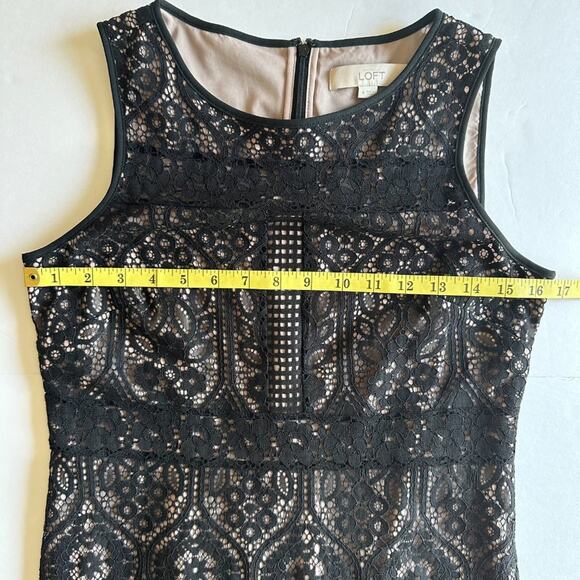 LOFT Lace Dress Sleeveless Shift Black Tan Size 4 Dark Fairy Grunge Romantic - Picture 11 of 13